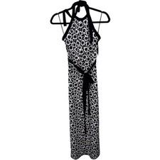 Diane von Furstenburg DVF Target Halter Tie Neck Poppy Knit Midi Dress Size XS
