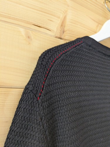 Carolina Herrera Merino Wool Chunky Knit Crew Neck Jumper Black Red Large - Picture 9 of 13