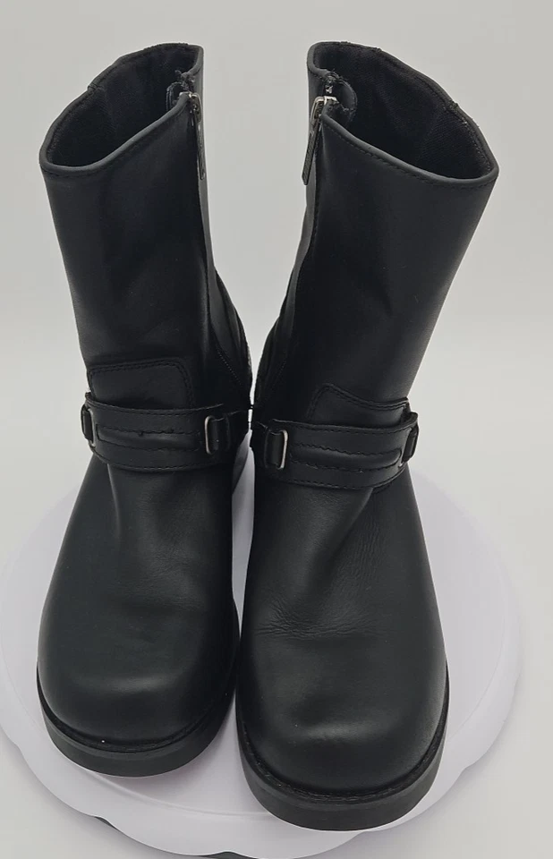 Harley Davidson Christa Arnés Cuero Negro Moto Cremallera Lateral Botas con 11 M/9 *LEER Foto 4 de 4