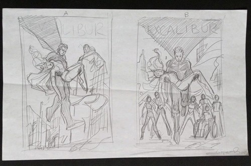 Aaron Lopresti Excalibur House Of M Original Art Cover Prelim MAGNETO