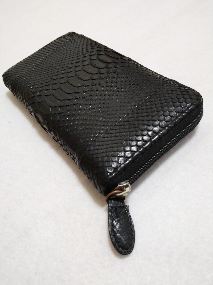 Python snake leather long wallet black - image 3