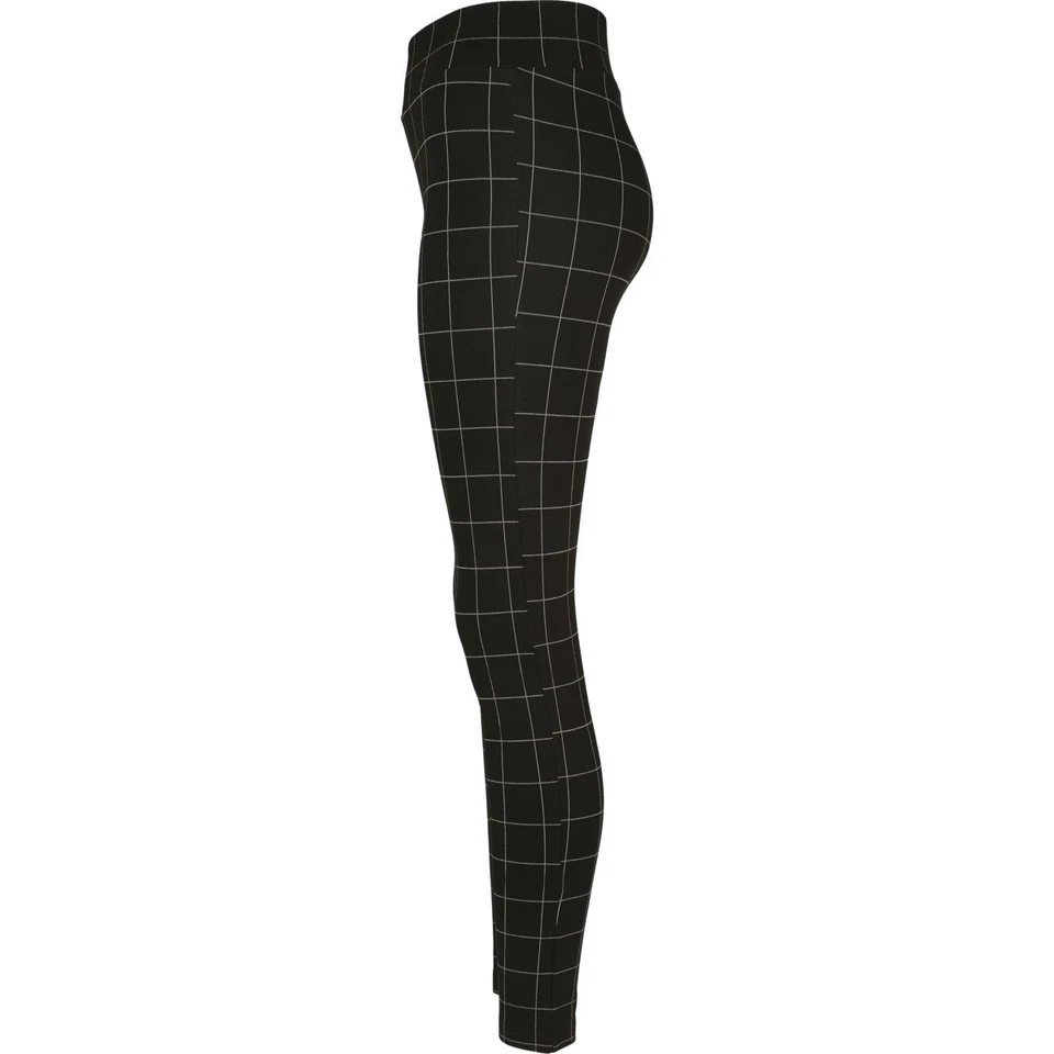 Urban Classics Leggings À Carreaux Taille Haute Pour Femmes Noir XS - 5XL - Photo 3/4