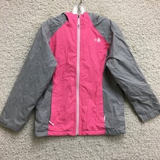 The North Face Jacket Extra Large Youth Pink Gray Full Zip Hooded Outdoor Girls