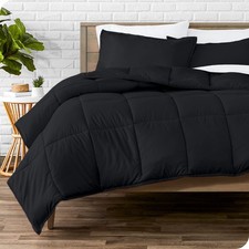 Full Size Comforter Set Ultra Soft Goose Down Alternative Black 1800 Bare Home