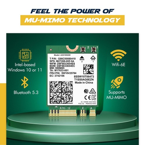 AX210 Kit Wi-Fi desktop | 2,4 Gbps | Supporto Bluetooth 5.3 | PCIe x4 | Wi-Fi 6E - Foto 5 di 8
