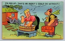 Vintage Comic Postcard I'm Fed Up Insect Exterminator Tichnor Bros