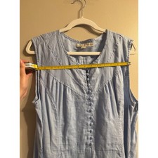 Tommy Hilfiger 100% Linen Blue Sleeveless Midi Dress XL Cottagecore Resort