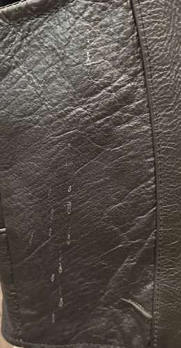 First Men's Black Leather Motorcycle Snap Button V-Neck Vest Sz M Biker READ - Picture 6 of 12