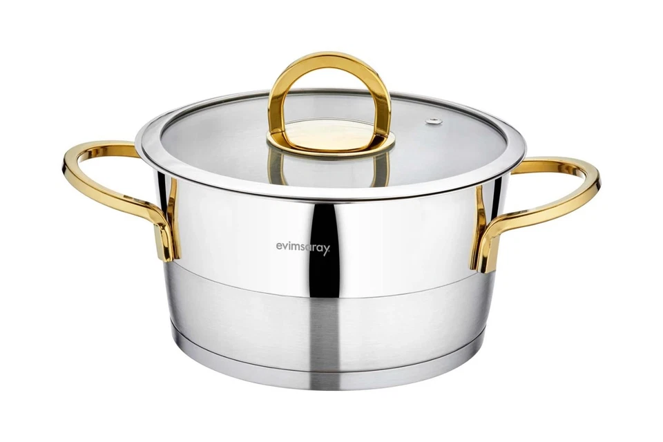 Elit Collection 8-piece Stainless Steel Cookware Set (Gold Handles) - Image 3 of 4