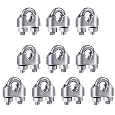 10PCS 1/4 Inches M6 Stainless Steel Wire Rope Cable Clip Clamp