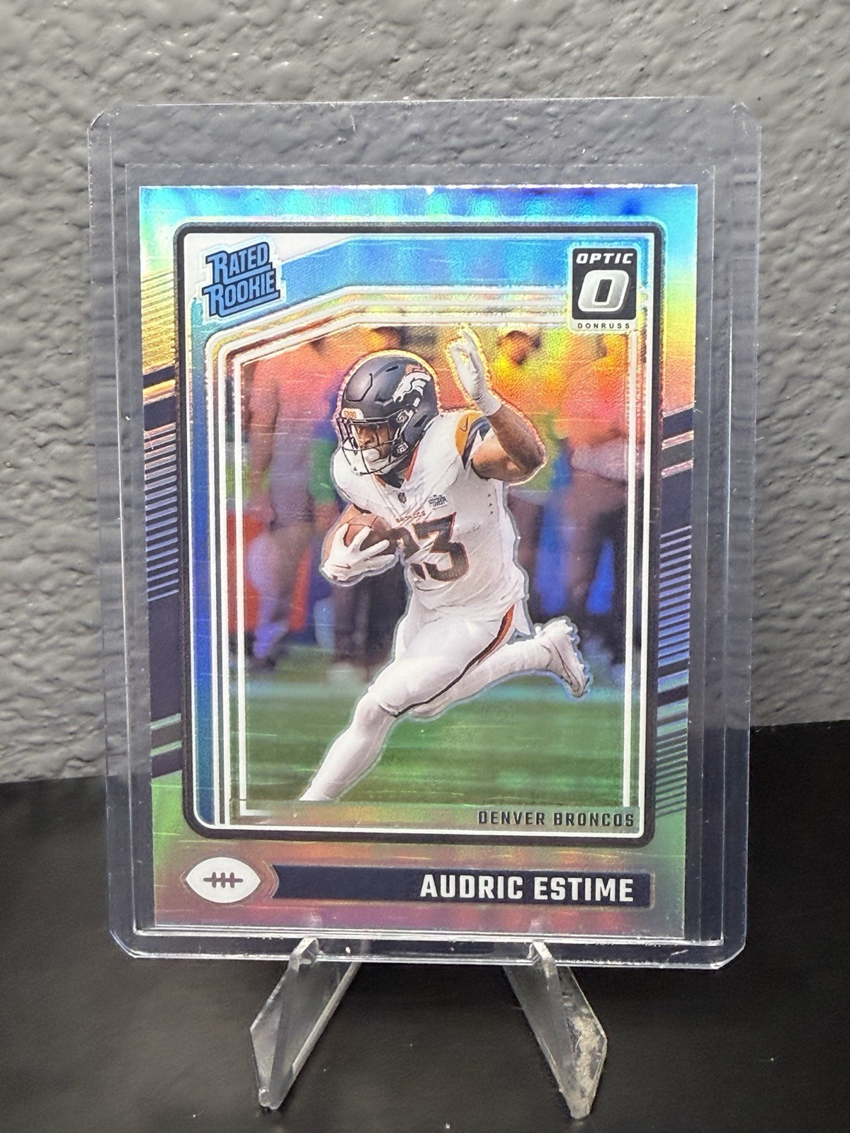 Audric Estime 2024 Donruss Optic Silver Holo Prizm Rated Rookie RC #206 Broncos