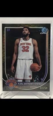 2025-26 Bowman Karl-Anthony Towns Chrome Reptilian Gold Refractor 32/50 Jersey #