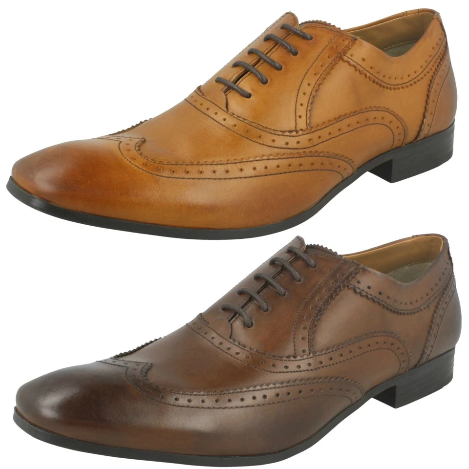 Base London Herren Oxford Schnürschuhe Leder Waxy Brown Waxy Tan Court - Bild 1 von 1