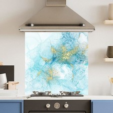 Premium Various Sizes Aquamarine Quartz 6mm Glass Toughened Kitchen Splashback