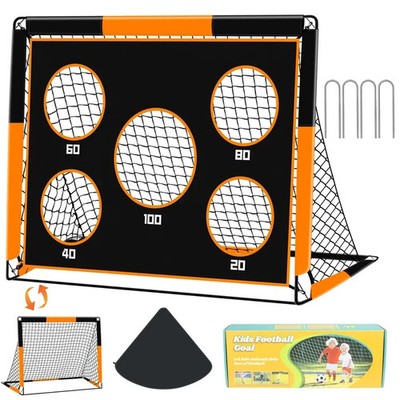 2-in-1 Fußballtor für Kinder Tragbares Fußball Trainingsnetz mit 5 Zielzonen,