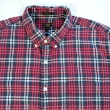 J.CREW Oxford Shirt Large Mens Slim Fit Red Pink Blue Plaid Button Up 