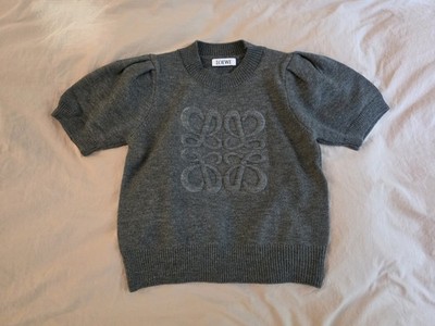 Grauer LOEWE Strickpullover mit Kurzarm