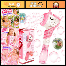 Unicorn Bubble Wand Machine - Fun Outdoor Toy for Kids 3-8, Birthday  Summer Gi