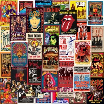56PCS Vintage Rock Band Posters Set – Retro 70s 80s 90s Music Wall