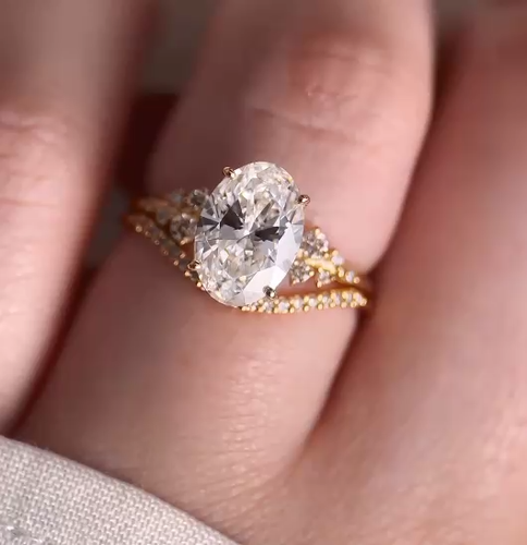 Fancy Intense Blue Diamond Ring 3.15 Ct IGI Lab Grown Oval Cut 14K Yellow Gold - Video 1 of 1