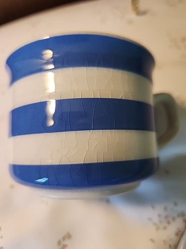Vtg T G Green BLUE WHITE STRIPED Cup & Saucer - Picture 5 of 10