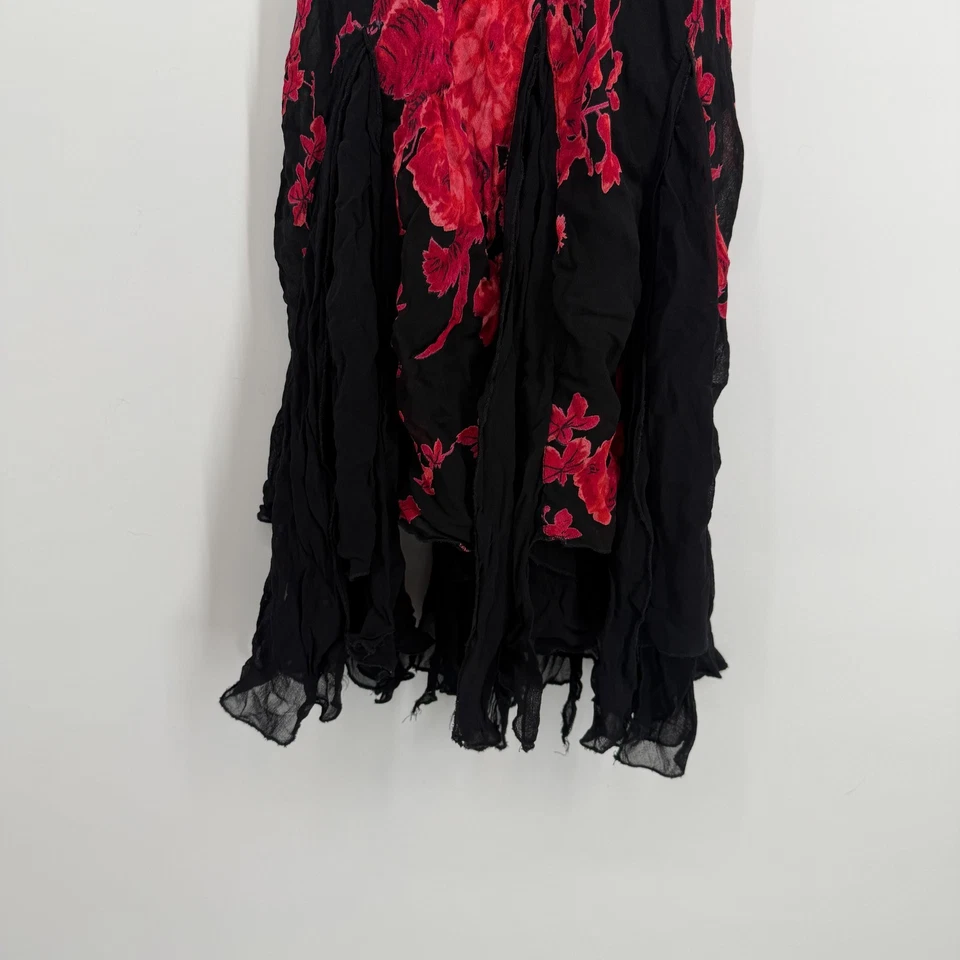 Vestido midi vintage Y2K Whimsigoth asimétrico gótico de hadas negro rojo romántico Foto 4 de 4