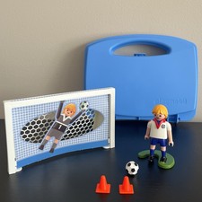Playmobil Soccer Shootout Carry Case 5654 Striker Goal Ball Cones Complete