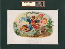 RARE Old Original HERALDA DE CUBA Sample Cigar Label - FLOATING WOMAN - CADUCEUS
