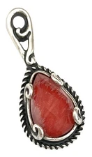 CAROLYN POLLACK Sterling Silver RED CORAL & QUARTZ DOUBLET Pendant~NEW!