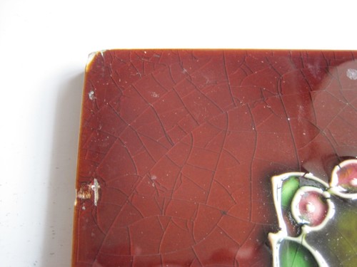 ANTIQUE 6" MOULDED & MAJOLICA GLAZED ART NOUVEAU MARSDEN TILE - Picture 2 of 3