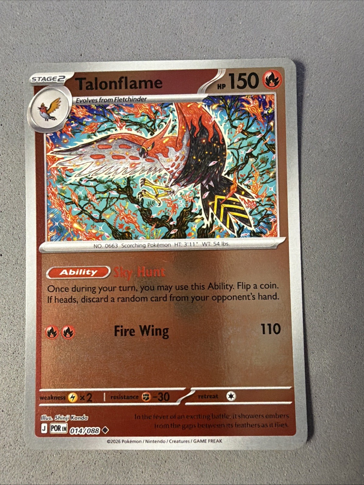 Pokemon TCG * Talonflame 14/088  REVERSE HOLO *  Mega Evolution Perfect Order NM