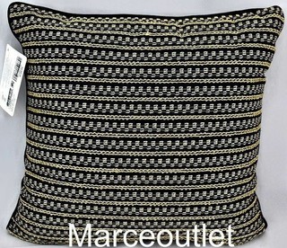 Hotel Collection Linear Chevron 14" x 14" Decorative Pillow Black / Gold