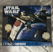 STAR WARS THE CLONE WARS V-19 TORRENT STARFIGHTER UNOPENED Blue Box check Photos