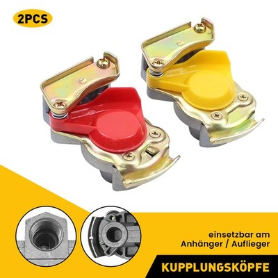 Kupplungskopf rot gelb M22 Set mit Ventil für LKW Zugmaschine Traktor Druckluft