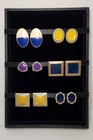 Lot of 6 Vintage Retro Clip-on Metal & Enamel Earrings costume jewelry