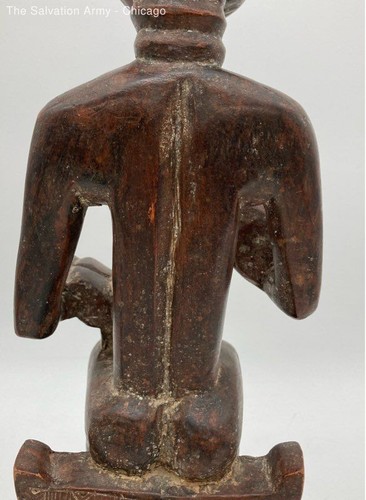Primitive African Luba Maternity Breastfeeding Her Child Carved Wood Figurine - Picture 9 of 11
