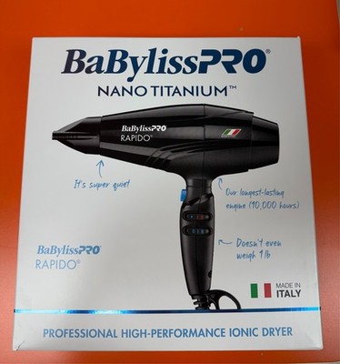 BabylissPro Rapido Nano Titanium 2000Watt Professional Lightweight Blow Dryer