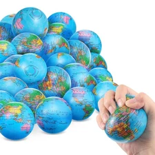 50 Pcs Globe Stress Balls 3 Inch World Stress Balls Mini Globe Planet Soft Fo...