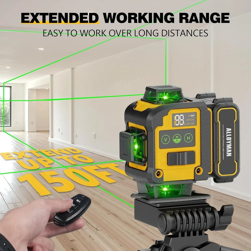 Laser Level with Tripod, 4x360° Self Leveling Laser Level, Green Line Laser 4...