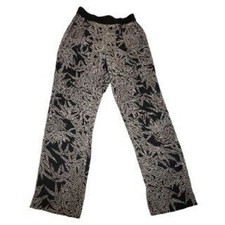 Diane Von Furstenberg DVF Silk Blend Bamboo Print Wide Leg Pants Size P