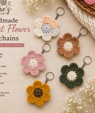 Handmade Crochet Flower Keychain Cute Yarn Flower Bag Charm Gift for Her