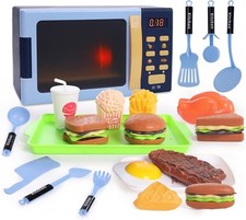 Kids Microwave Toy with Light and Sound, Realistic Kitchen Blue