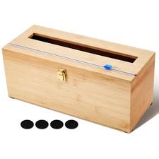 1 Pack 12 Inch Extra Large Foil and Plastic Wrap Organizer with Cutter, Bambo...