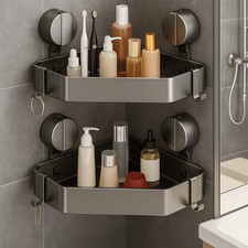 Detachable Wall Mounted Triangle Storage Rack Suction Cup Corner Storage Shelf