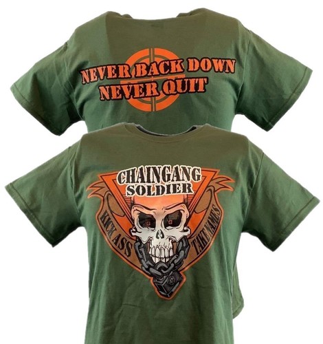 John Cena Chaingang Soldier Mens Olive Green T-shirt - 第 1/6 張圖片