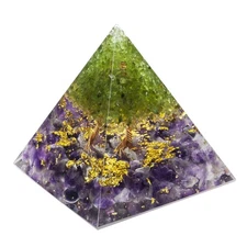 Tree of Life Orgone Pyramid Peridot Amethyst for Chakra Reiki Energy Healing