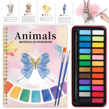 Watercolor Workbook - Coloring Book Beginner Friendly Painting Kit, Watercolo...