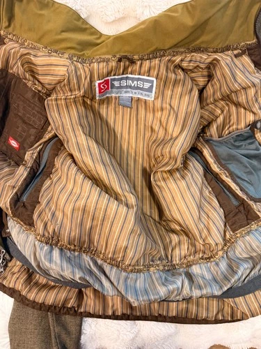 Men’s medium, Sims snowboarding jacket, khaki brown with stripes, very good image 2