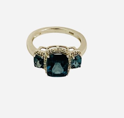 London Blautopas 10k Weißgold Edelstein Ring Größe 7