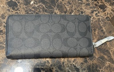Coach Star Wars Zip-Around Wallet Black Monogram Logo Women's